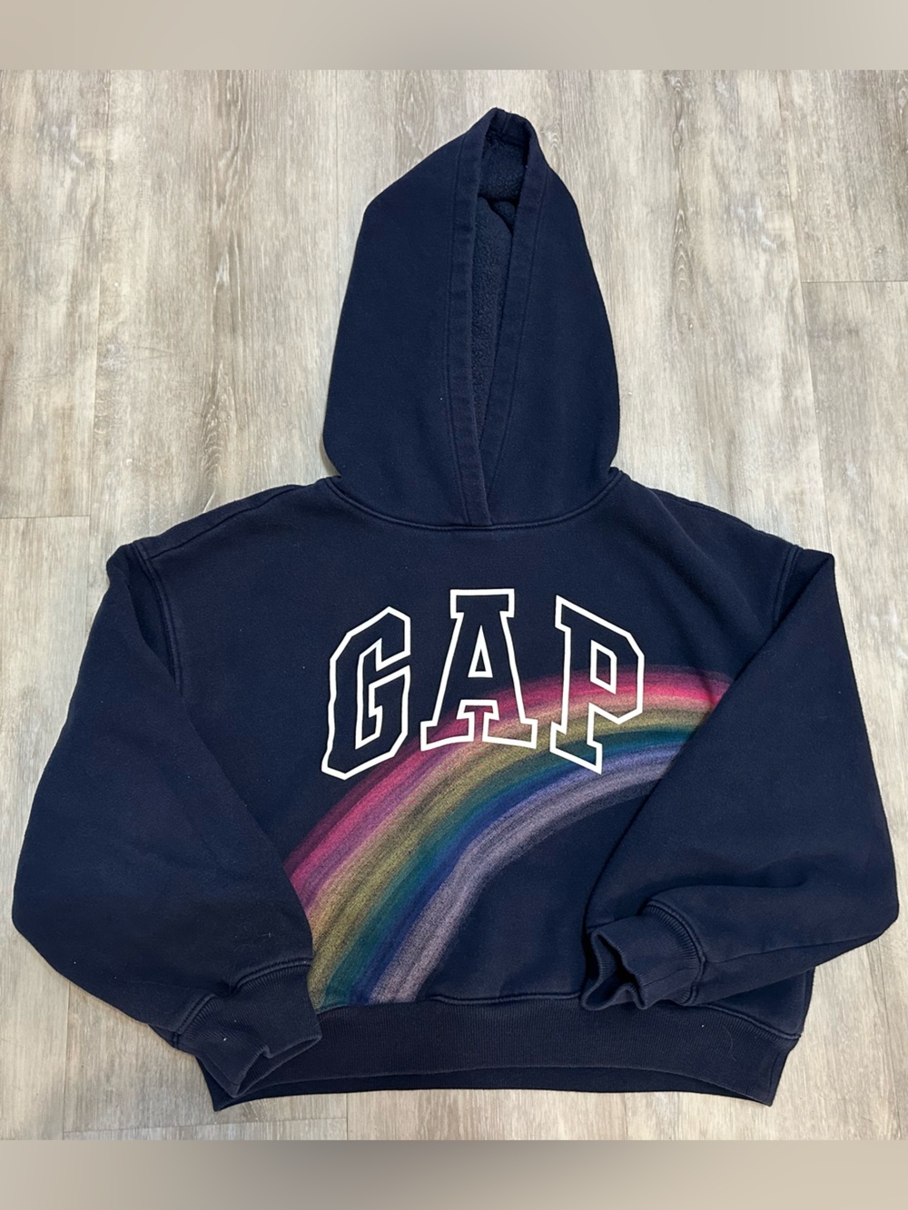 GAP Kids Navy Hoodiewith Rainbow Graphic, size 8